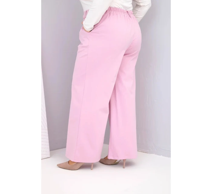 Dámske Plus veľkosť široké nohavice s vysokým pásom Dark Powder Pink