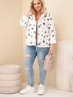 Dámská jarní bunda Plus Size s drobným květinovým vzorem grafitová