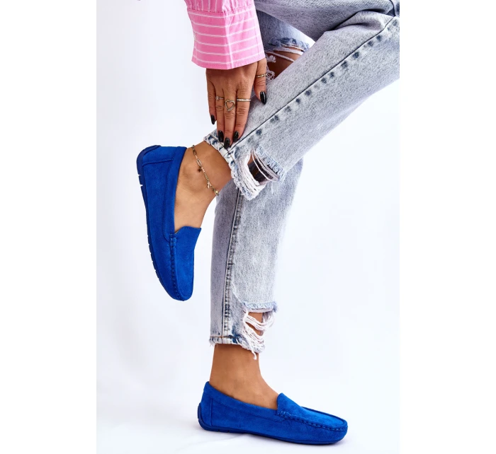 Zamszowe Mokasyny Damskie Niebieskie Morreno