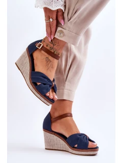 Dámské sandály na klínu námořnická modrá Daphne