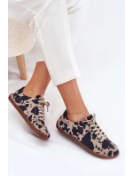 Dámske semišové barefoot tenisky s pruhmi Zazoo N1120 hnedo-béžové