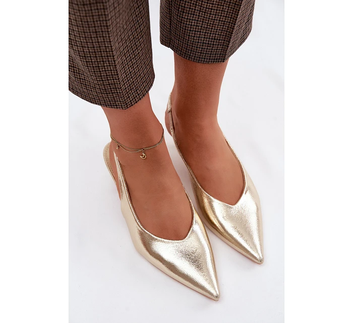 Dámské sandály z umělé kůže na podpatku Zlaté Averelle