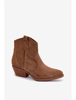 Dámské kožené kotníkové boty na podpatku Big Star model 22349472 Camel - Big Star Shoes Dámské kožené kotníkové boty na podpatku Big Star model 22349472 Camel - Big Star Shoes