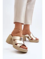 Zazoo Kožené papuče na bloku, zlaté Zazoo Kožené papuče na bloku, zlaté