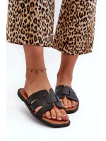 Dámske ploché papuče z ekokože, čierne Risamay Dámske ploché papuče z ekokože, čierne Risamay