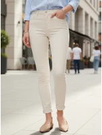 Jeansy damskie skinny z wysokim stanem ecru model 22016710 - FashionStreet