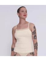 Dámsky top GO s rebrovanými špagetami - WHITE - ecru 6308 - SLOGGI Dámsky top GO s rebrovanými špagetami - WHITE - ecru 6308 - SLOGGI