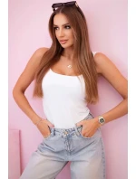 Dámska blúzka bez ramienok s výstrihom biela
