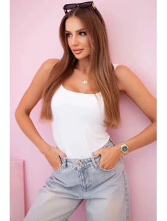 Dámska blúzka bez ramienok s výstrihom biela