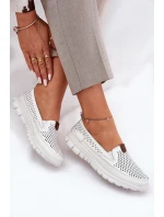 Ażurowe Baleriny Ze Skóry Naturalnej Vinceza 95336 Białe
