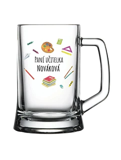 Personalizovaný pohár na pivo pre pani učiteľku/pána učiteľa (učebné pomôcky)