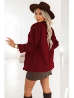 model 21796738 Dámské klasické sako s nabíranými rukávy vínové - numoco basic model 21796738 Dámské klasické sako s nabíranými rukávy vínové - numoco basic