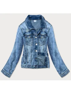 Svetlomodrá dámska džínsová bunda s golierom (GD8631-K)