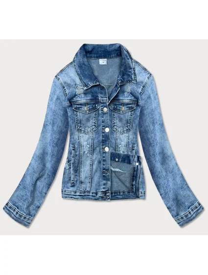 Světle modrá dámská džínová bunda s límcem model 16994012 - GOURD JEANS