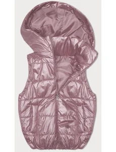 Ružová páperová vesta s odnímateľnou kapucňou (B8247-81)