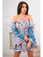 Modré květinové šaty s pruhy Modré květinové šaty s pruhy