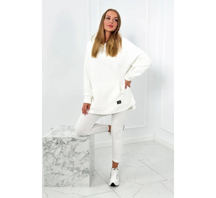 Bavlnená súprava, zateplená mikina + legíny ecru
