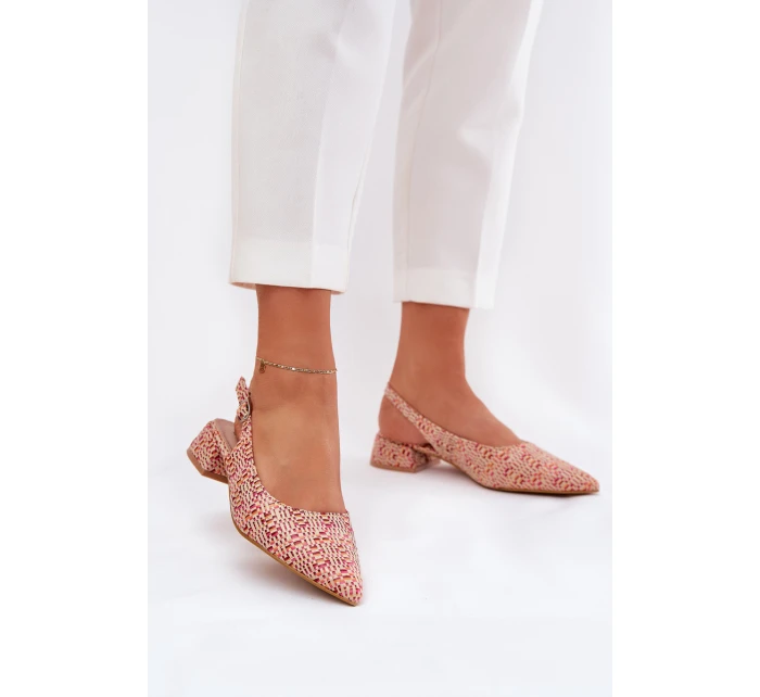 Plecione Sandały Damskie Na Delikatnym Obcasie Multikolor Jorela Plecione Sandały Damskie Na Delikatnym Obcasie Multikolor Jorela