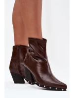 Dámské boty z eko kůže na sloupku hnědé model 21709985 - Boto Dámské boty z eko kůže na sloupku hnědé model 21709985 - Boto