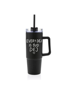 EVERY DEJ IS GUD DEJ - černý cestovní hrnek s průhledným víčkem 900 ml