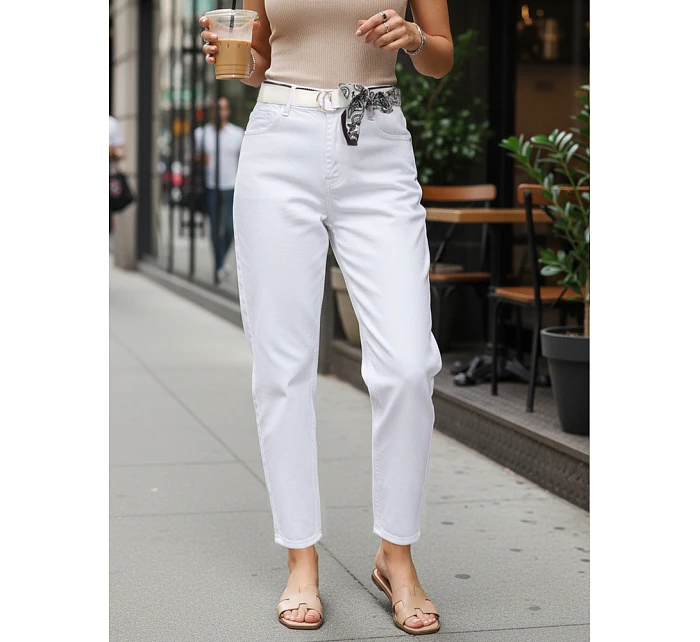 Dámske džínsy s vysokým pásom mom fit white FashionStreet UY2935
