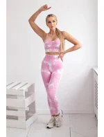 Fitness set model 20129769 legíny push up světle růžová + ecru - K-Fashion