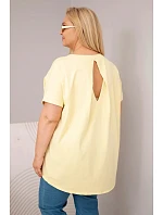 Dámská bavlněná halenka Plus Size s krátkým rukávem žlutá Dámská bavlněná halenka Plus Size s krátkým rukávem žlutá
