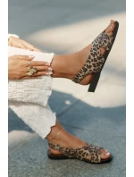 Dámské kožené sandály leopardí hnědé model 21694322 - Zazoo Dámské kožené sandály leopardí hnědé model 21694322 - Zazoo