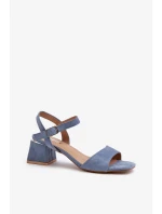 Dámske sandále na eko semišovom bloku, modré Leisha Dámske sandále na eko semišovom bloku, modré Leisha