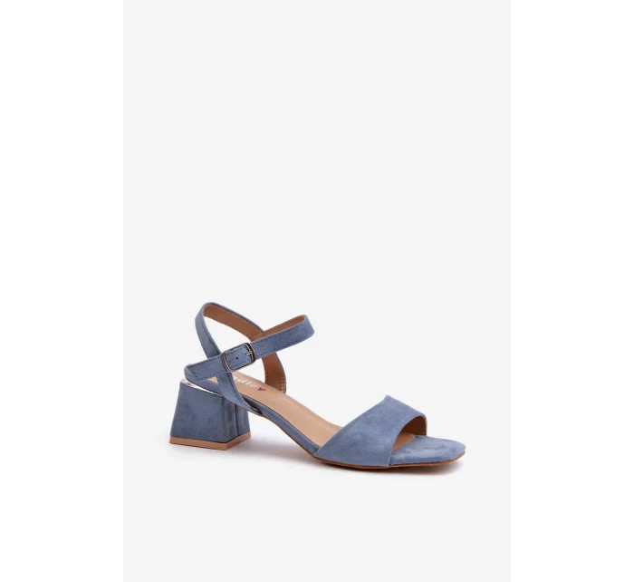 Dámske sandále na eko semišovom bloku, modré Leisha Dámske sandále na eko semišovom bloku, modré Leisha