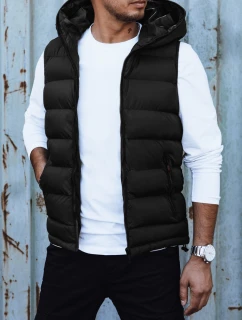 Pánska prešívaná vesta s kapucňou čierna FashionStreet TX4750