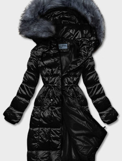 Čierna metalická dámska zimná bunda (B8073-1)