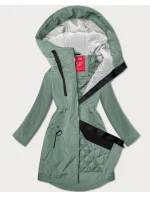 zateplená světle zelená dámská bunda s kapucí model 20930843 - LHD zateplená světle zelená dámská bunda s kapucí model 20930843 - LHD