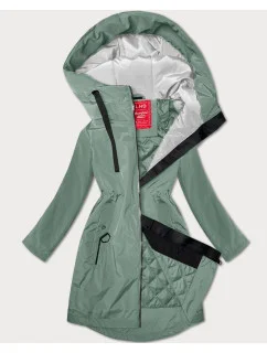 Ľahko zateplená svetlozelená dámska bunda s kapucňou LHD (LHD-24589)