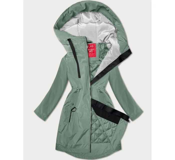 zateplená světle zelená dámská bunda s kapucí model 20930843 - LHD zateplená světle zelená dámská bunda s kapucí model 20930843 - LHD