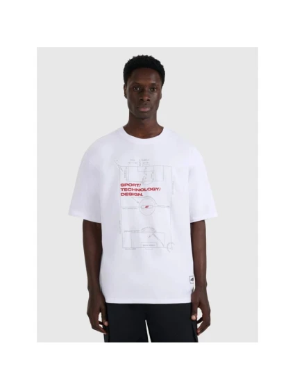 Pánske tričko oversize s potlačou 4F 4FRAW25TTSHM3257-10S