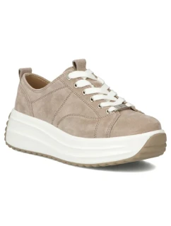 Dámske kožené topánky na platforme béžové Filippo DP6795