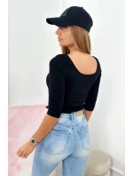 Blúzka s okrúhlym výstrihom čierna
