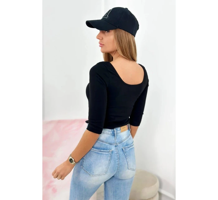 Blúzka s okrúhlym výstrihom čierna