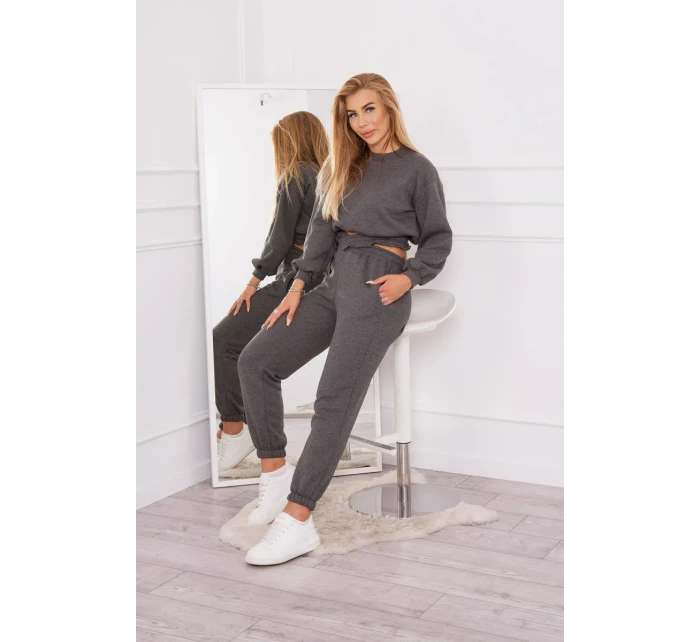 Zateplená súprava s krátkou mikinou grafitová