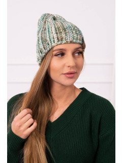 Fleecová čiapka Zoja K306 ecru+green