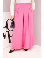 Dámske Plus veľkosť bavlnené nohavice so širokými nohami a voľným strihom svetlo ružová Dámske Plus veľkosť bavlnené nohavice so širokými nohami a voľným strihom svetlo ružová