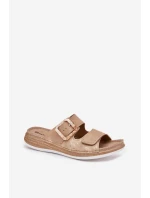 Dámské Pantofle S Přezkou A Zipem Béžové model 21702174 - Inblu