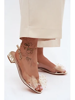 Dámské sandály průhledné s mašlí D&A MR61-9001 zlaté