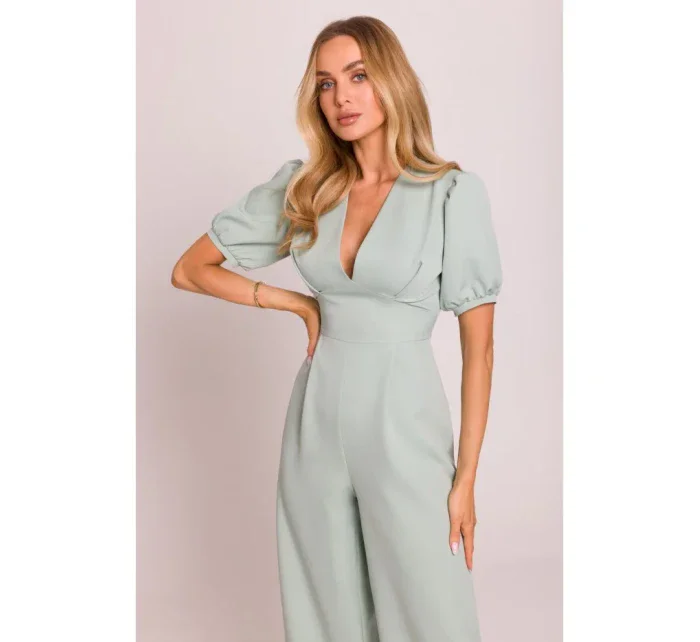 model 20970734 Kombinéza s puff rukávy mátová - Moe