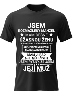 Pánské bavlněné tričko s potiskem - JSEM ROZMAZLENÝ MANŽEL 