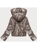 Krátka dámska bunda vo farbe cappuccino (B8138-12)