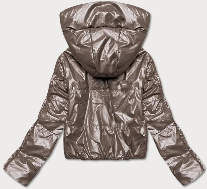 Krátka dámska bunda vo farbe cappuccino (B8138-12)