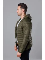 Pánska prešívaná bunda v olivovej farbe s kapucňou (HM112-7) Pánska prešívaná bunda v olivovej farbe s kapucňou (HM112-7)