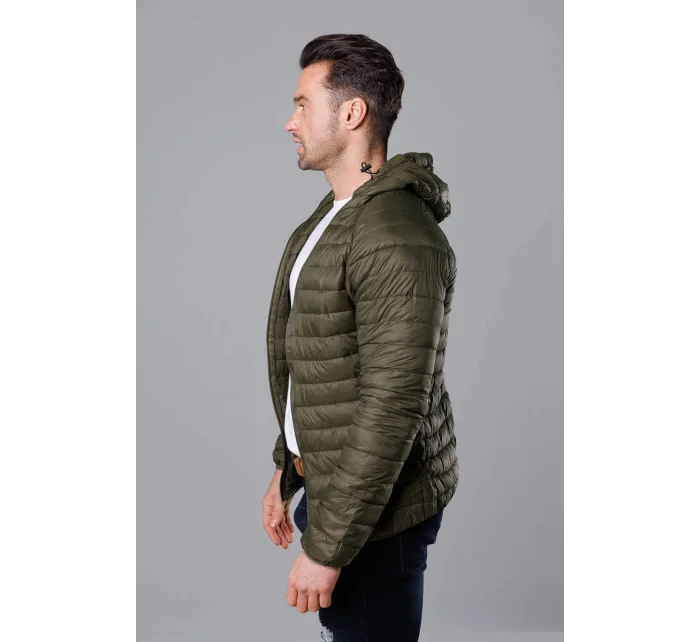 Pánska prešívaná bunda v olivovej farbe s kapucňou (HM112-7) Pánska prešívaná bunda v olivovej farbe s kapucňou (HM112-7)